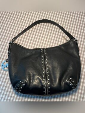 Vintage Michael Kors Black Studded Leather Shoulder Bag Y2K